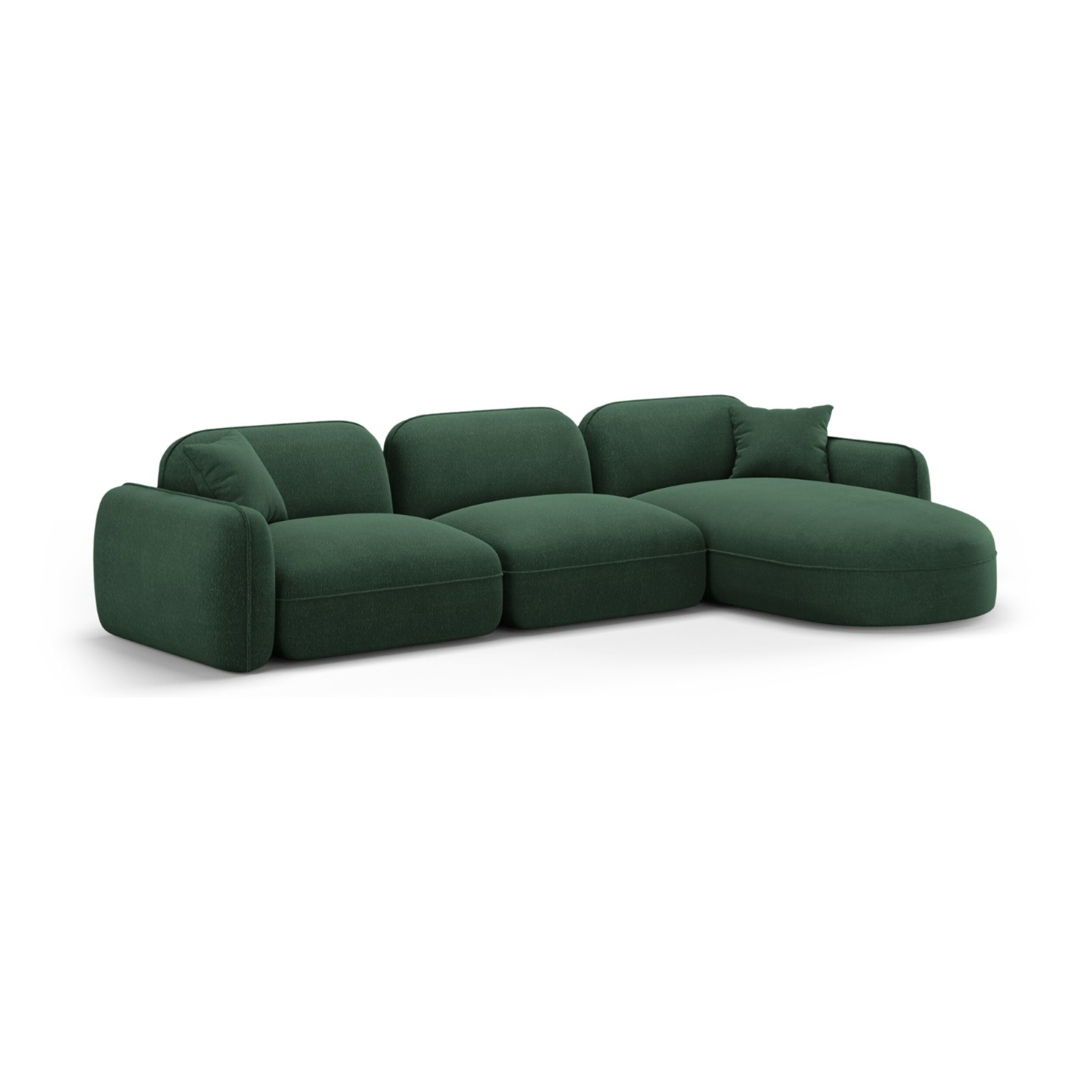 Canapé d'angle droit modulable "Lucien" 4 places en velours vert