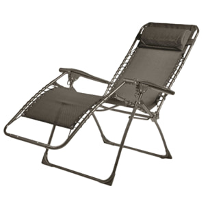 Lot de 2 fauteuils relax en acier - pliant - taupe - PALAVAS