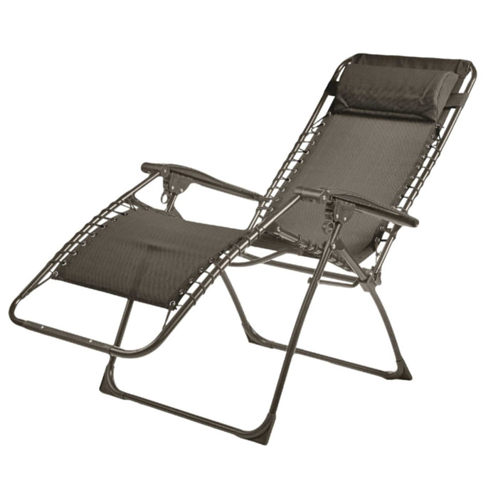 Lot de 2 fauteuils relax en acier - pliant - taupe - PALAVAS