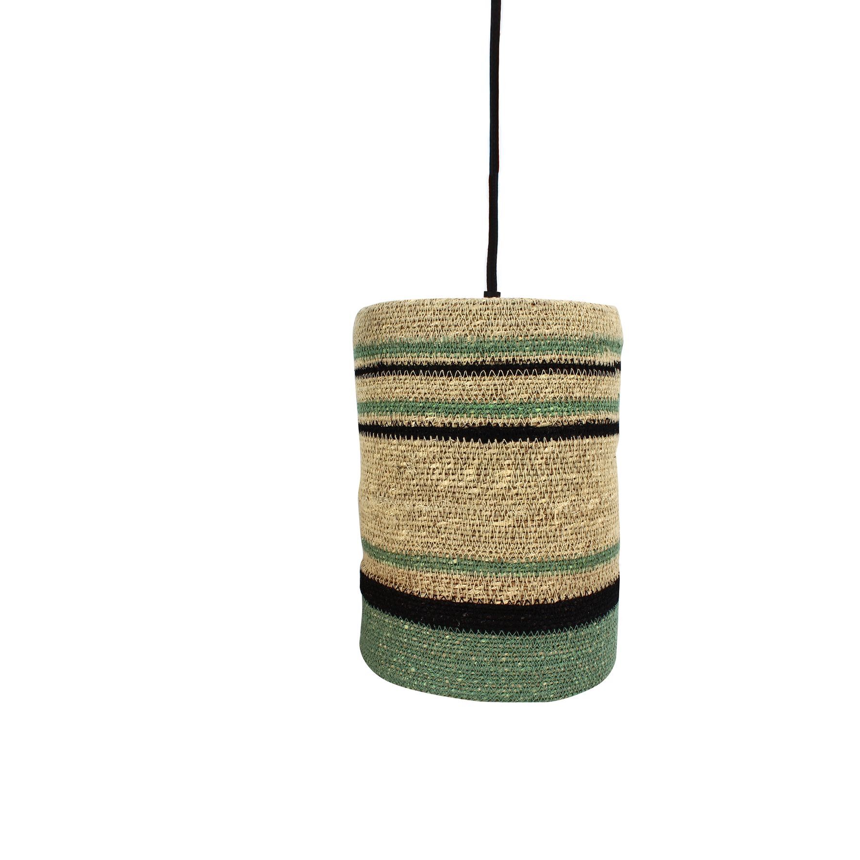 Suspension en jonc de mer naturel et vert BARBADE