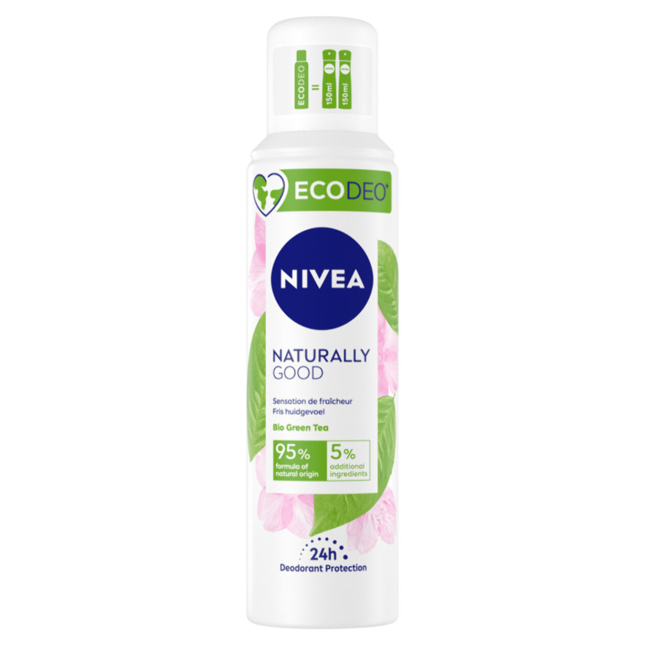 Pack de 3 - NIVEA - Déodorant ECODEO Femme Green Tea BIO Naturally Good 125ml