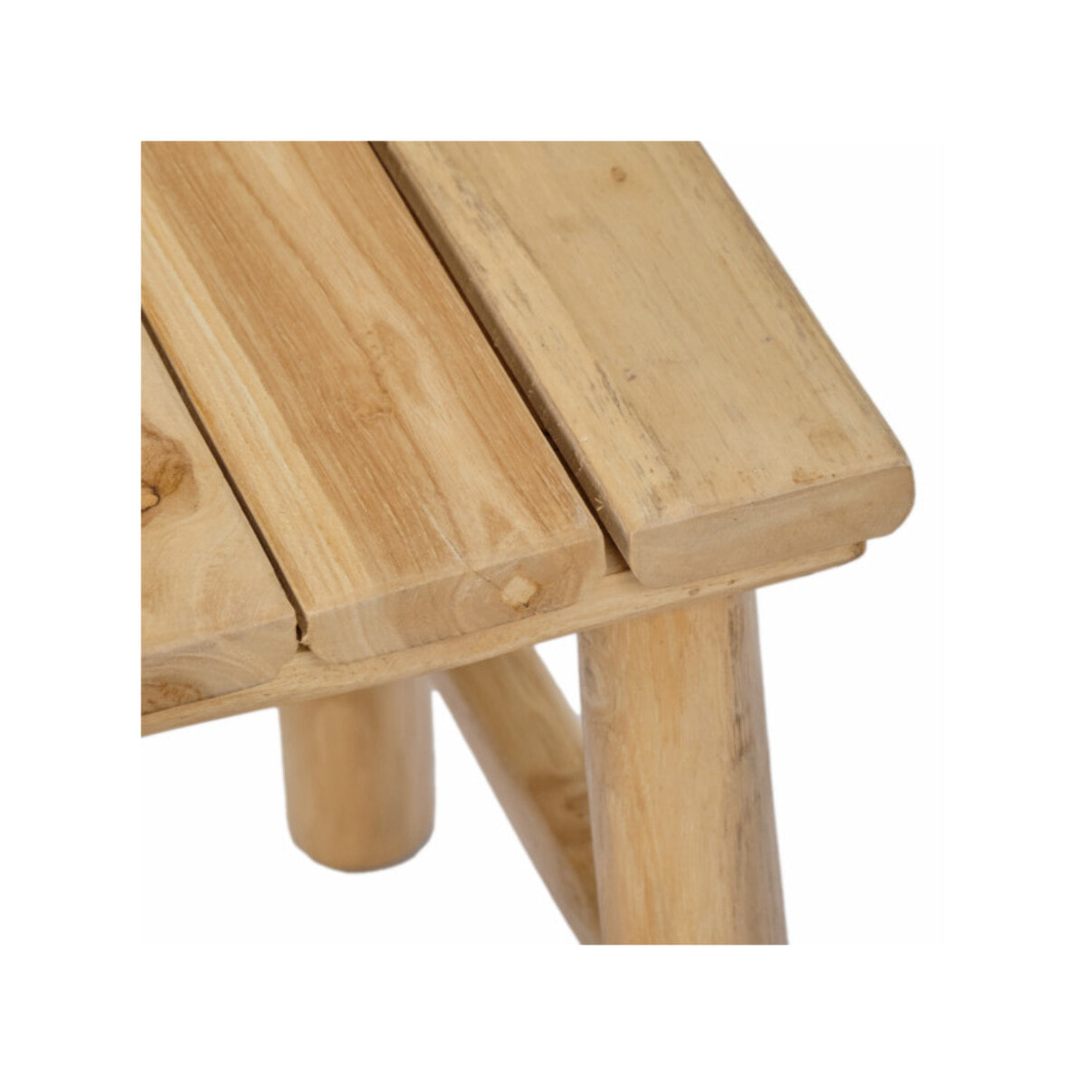 Petit tabouret carré artisanal 30 cm de haut en bois de teck - KIDA