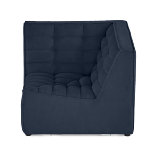 Ellie - module d'angle en velours texturé - Bleu marine
