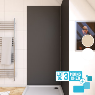 LOT de 3 Panneaux Muraux pour salle de bains en Aluminium Gris - 90x210cm - WALL'IT