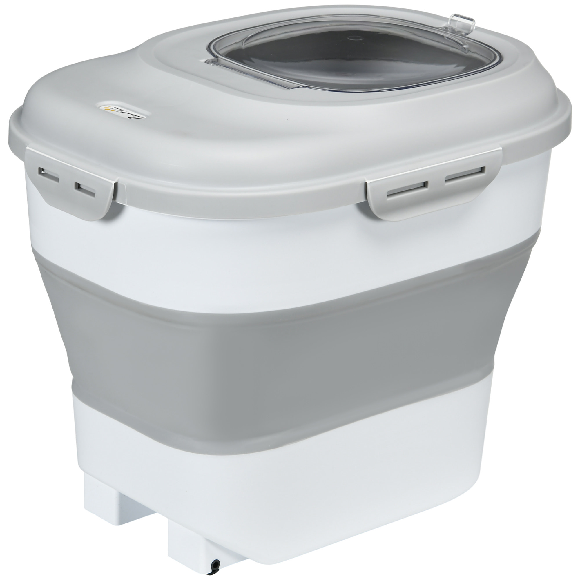 Conteneur à croquettes pour chiens et chats pliable 25L - roulettes, tasse, bol, cuillère - gris