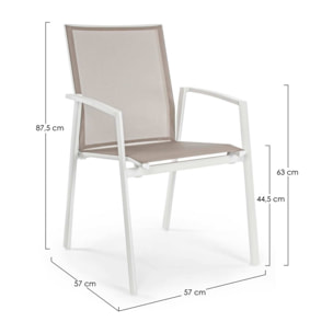 Set 4 sedie da giardino ZARAGOZA in textilene e alluminio bianco, impilabile