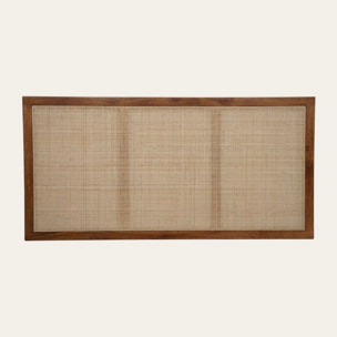 Tête de lit Nambu -bois massif de manguier et rotin-couleur noyer 162 x 80 x 3 cm