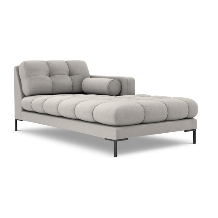 Méridienne droite "Bali" en tissu structurel gris clair