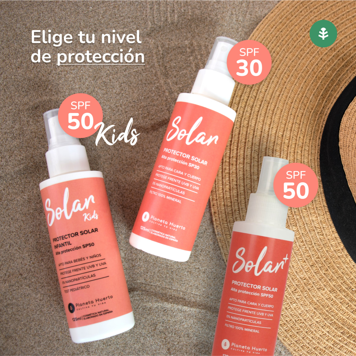 PLANETA HUERTO | Protector Solar 100% Mineral SPF 30 125 ml | Protección Natural y Resistente al Agua | Sin Químicos Nocivos