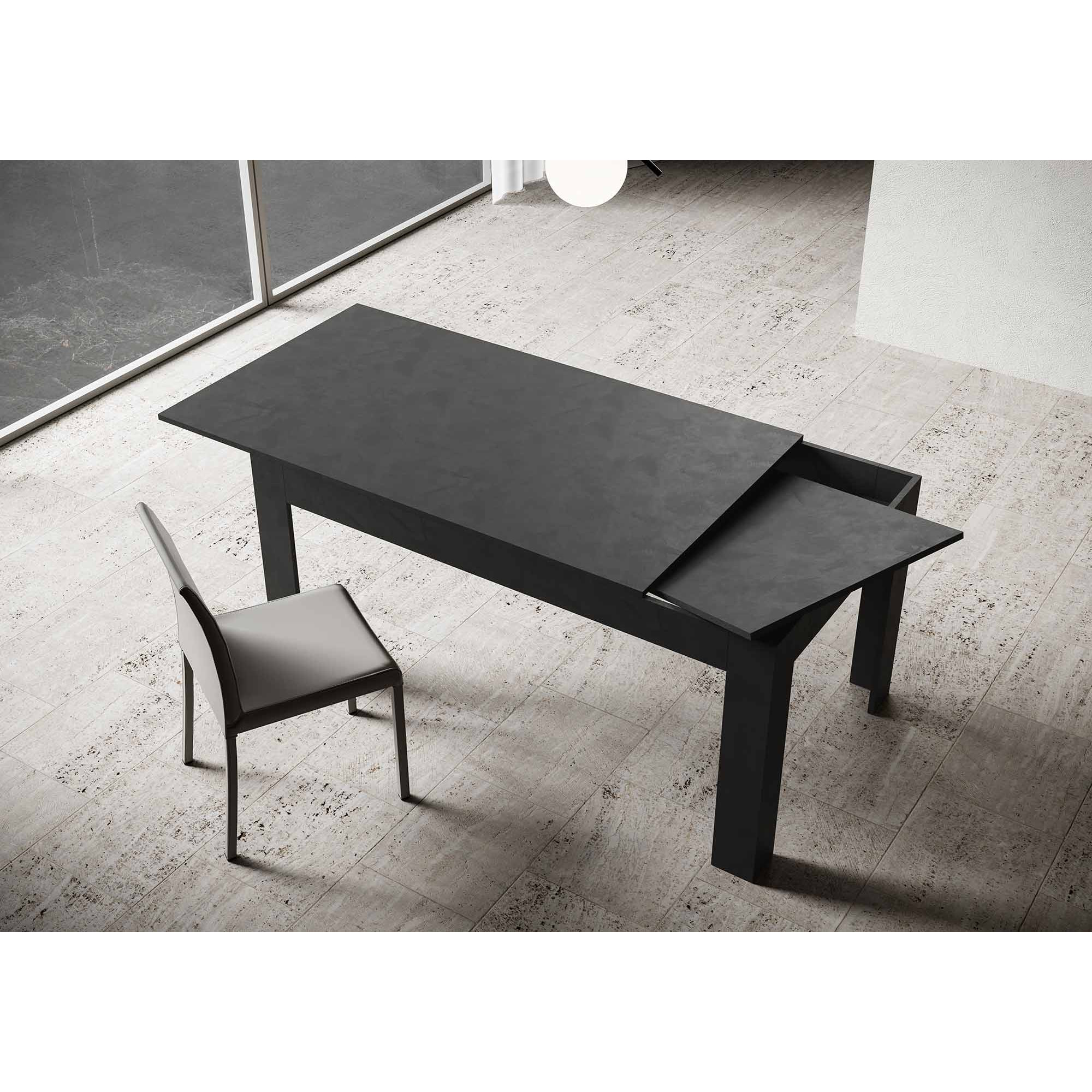 Table extensible 90x160/220 cm Bibi Anthracite Spatulé