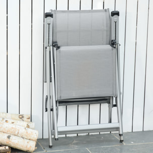 Conjunto de 2 Tumbonas Reclinables y Plegables Tumbonas de Jardín con Respaldo y Reposapiés Ajustable en 10 Posiciones Carga 120 kg 78x58x110 cm Gris