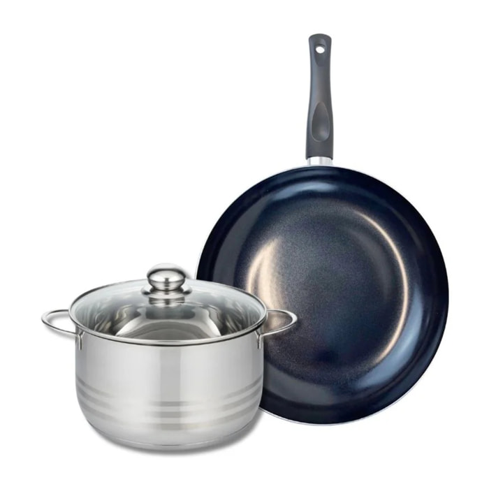 Ensemble de 1 Poêle de cuisson 32 cm et 1 faitout 24 cm Elo Prima Brillant