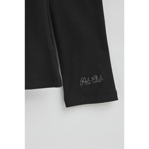 Camiseta negra de manga larga y cuello barco Polo Club