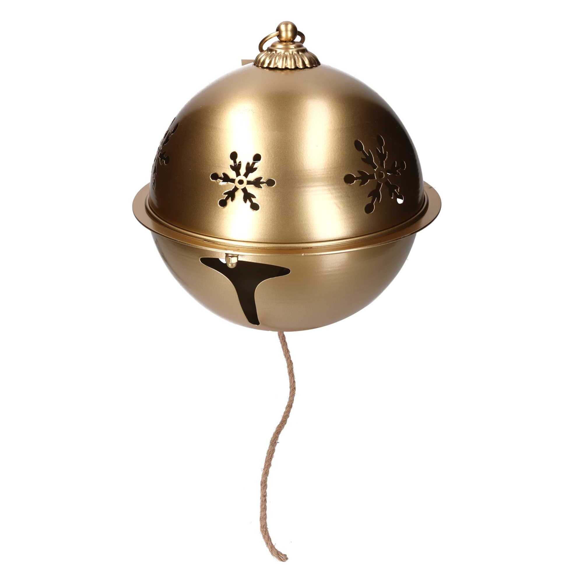 Campanello in metallo con fiocchi di neve oro cm ø43h46