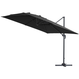 Parasol jardin déporté Alu "Sun 3" - Carré - 3 x 3 m - Noir - Dalles incluses
