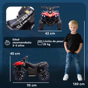 Quad Eléctrico para Niños 6 V, Quad para Niños de 37 a 72 Meses, Velocidad hasta 3â€¯km/h, con Faros y Música, Rojo