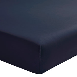 Drap housse uni en percale de coton, tête et pied relevables, Made in France, PREMIÈRE, Bleu Nuit