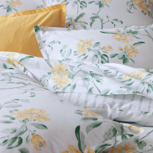 Drap plat percale de coton floral - Vert