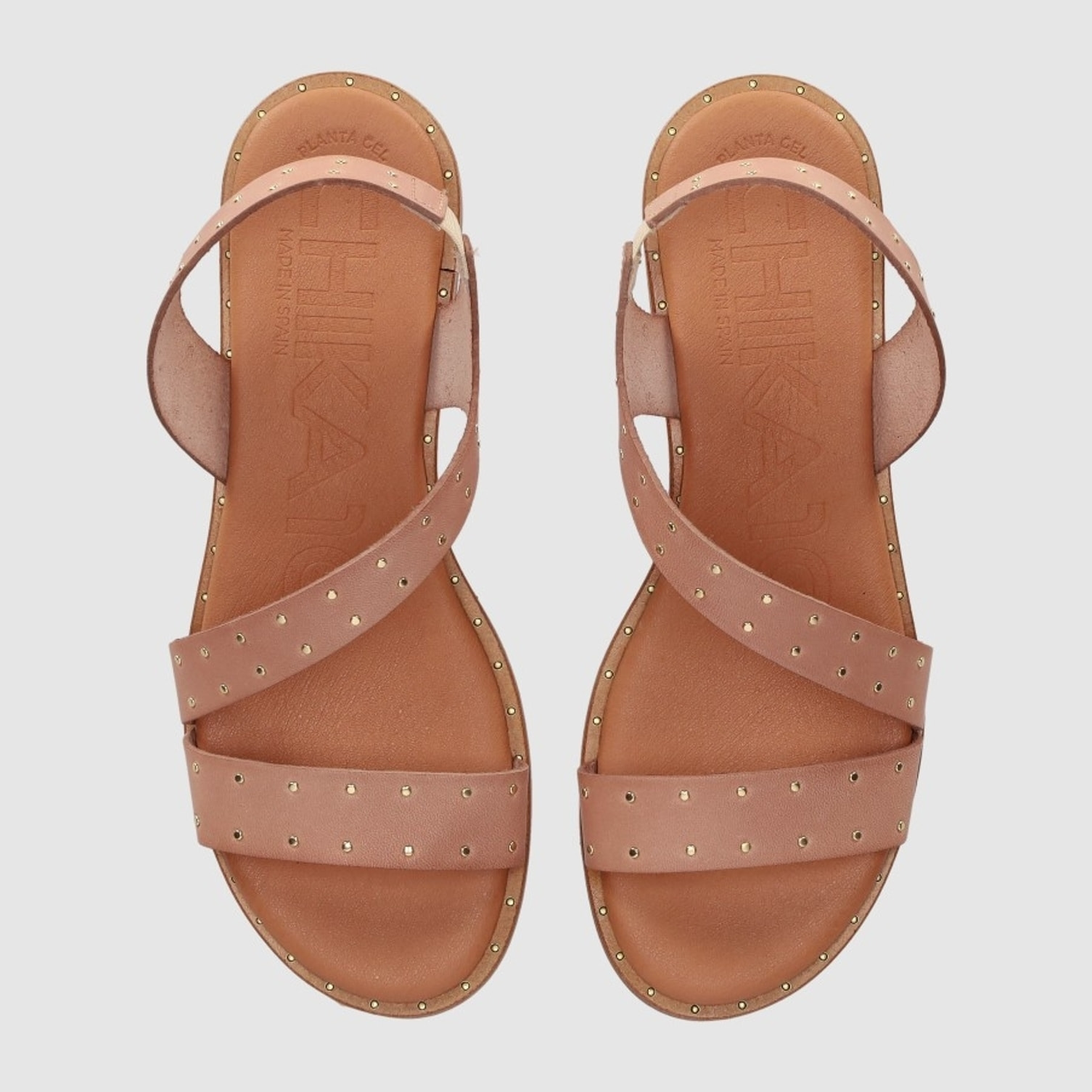 Sandalias de Piel - Beig - Tacón: Bajo