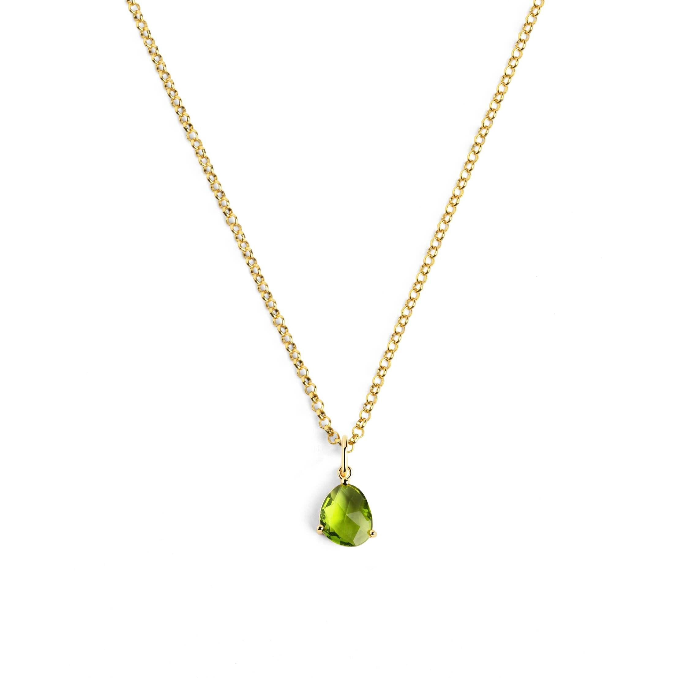 Collar Birthstone Peridot Plata Baño Oro