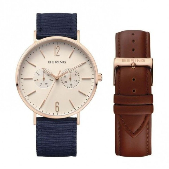 Reloj Bering 14240-864 Hombre Analogico Cuarzo con Correa de Tela