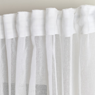 Voilage accroche 3 en 1 bicolore - Blanc