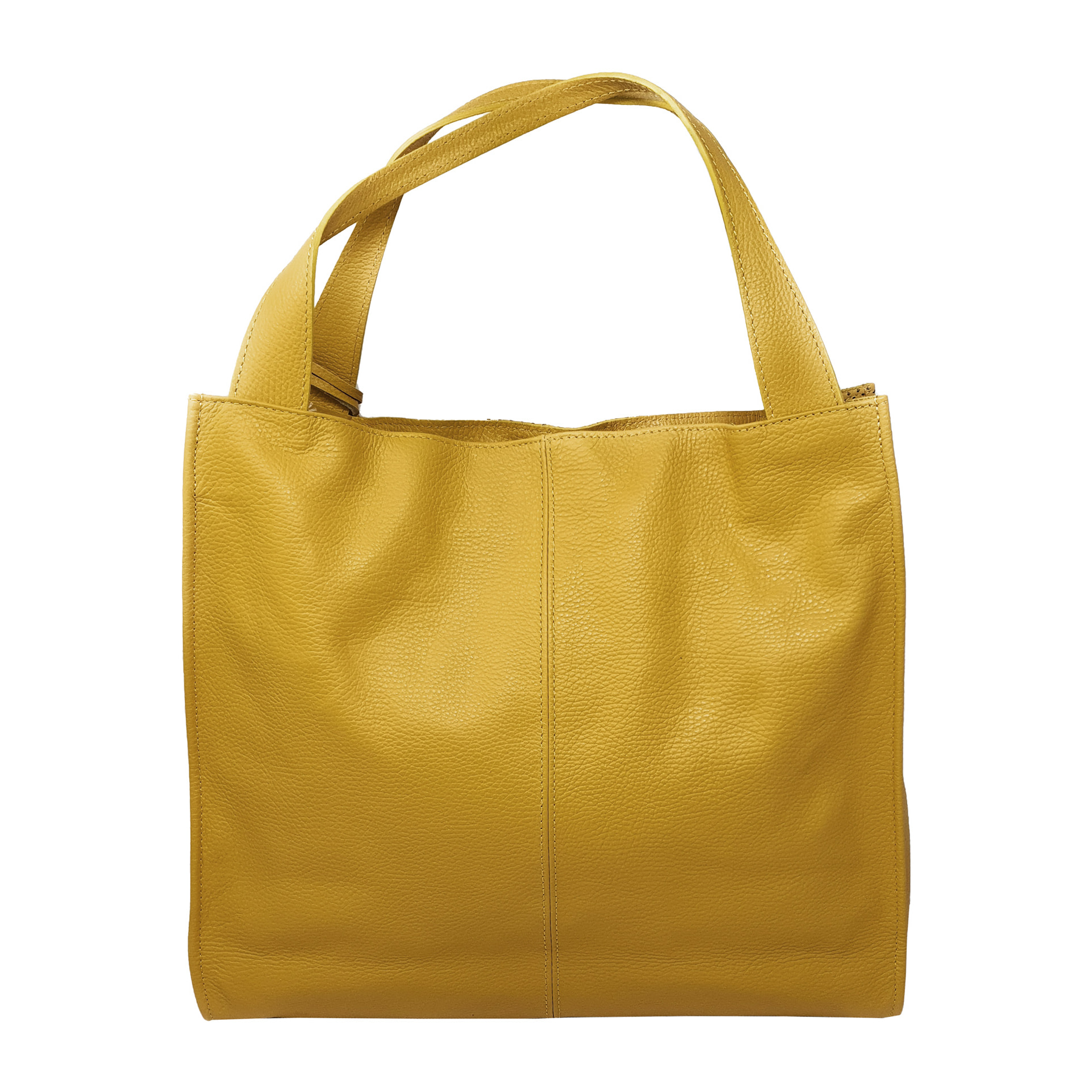 Chicca Borse Borsa a Mano Shopper Donna in Pelle Giallo