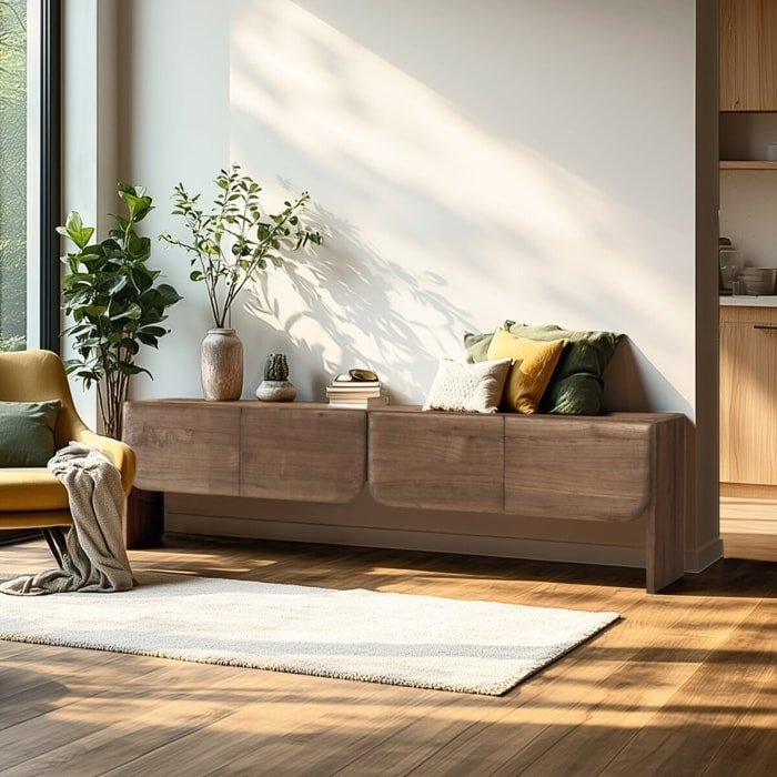 ROMY - Meuble TV 4 portes en bois de mindi