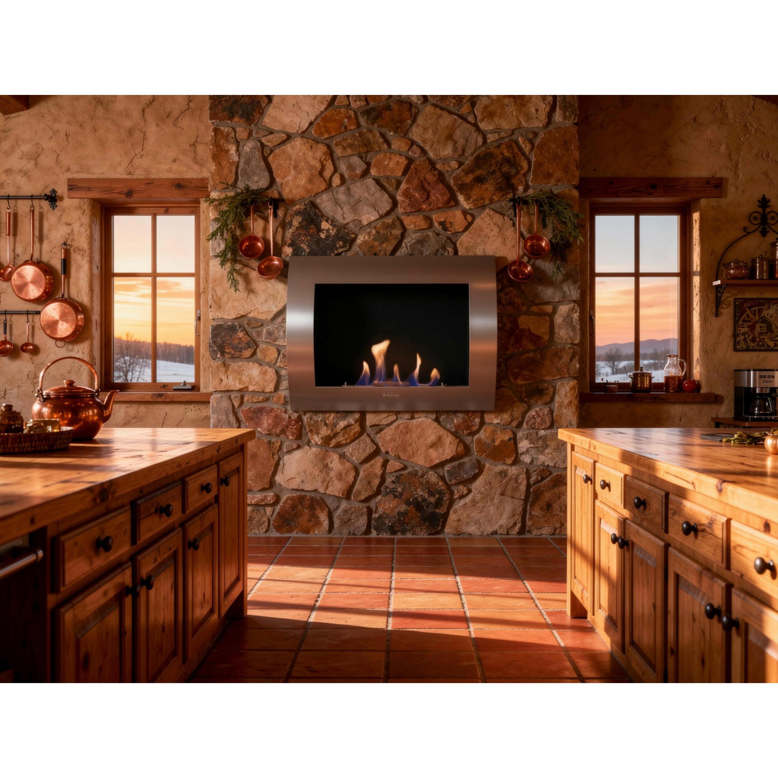 Cheminée à l'éthanol en acier laqué blanc