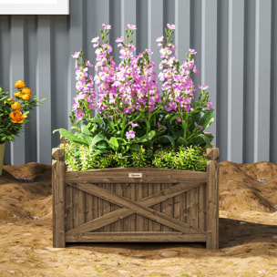 Jardinera de Madera Elevada Huerto Urbano Madera para Cultivar Plantas Flores Hierba Jardinera Rectangular para Jardín Balcón Terraza 60x39x37 cm Café Oscuro