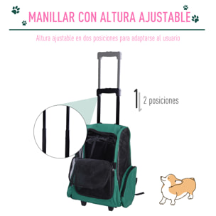 Transportin Carrito Perro de Oxford Acero 35x27x49cm Verde