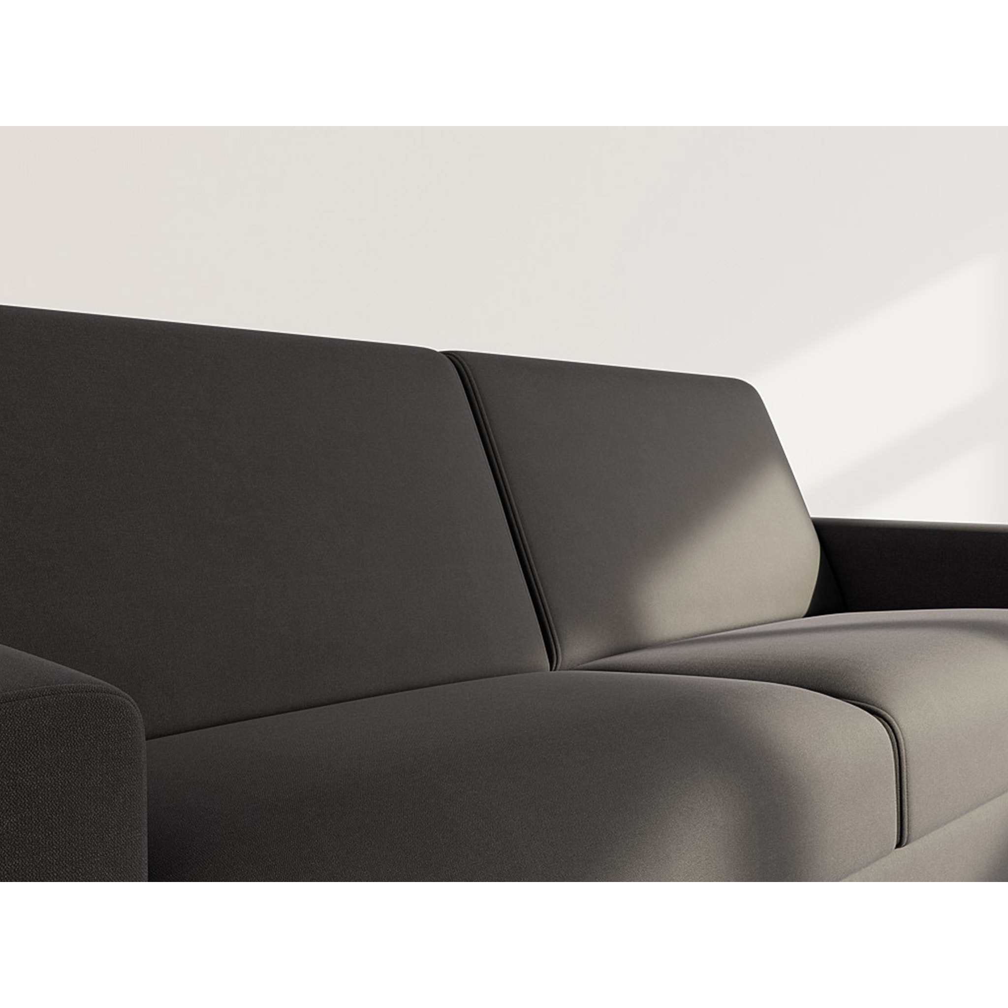 Julia - canapé lit 3 places convertible express couchage quotidien 140 cm matelas 14 cm en tissu - Noir