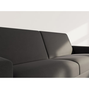 Julia - canapé lit 3 places convertible express couchage quotidien 140 cm matelas 14 cm en tissu - Noir
