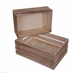 Set Di 2 Cassetta In Legno. Larghezza 35 Cm - Pezzi 1 - 35X13X25cm - Colore: Marrone - Bianchi Dino - Decori Casa E Complementi