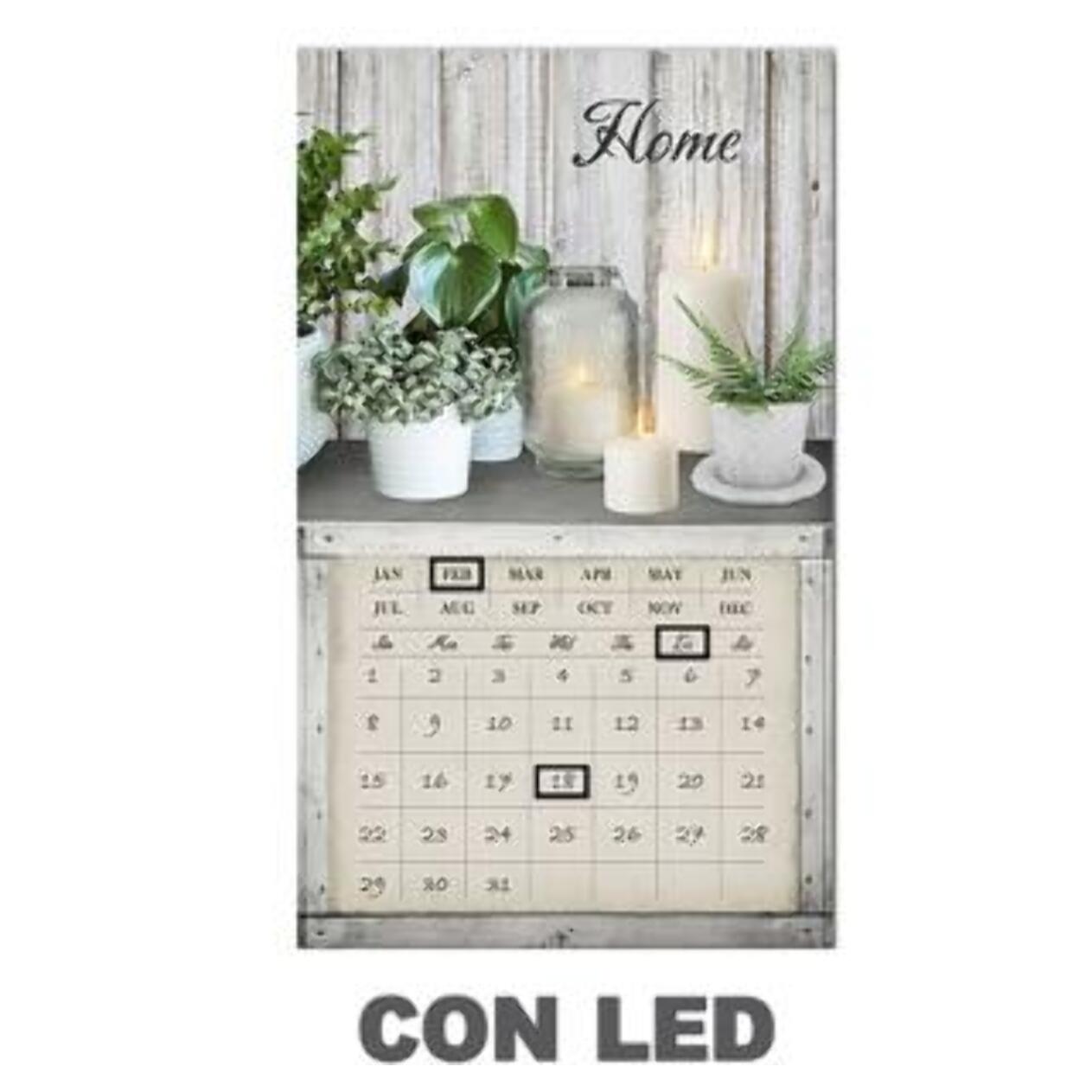 Quadro con led con calendario bianco rettangolare cm30x50x1,8