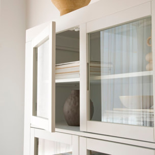 Vitrine Sisal -bois massif et panneau de mdf-couleur laqué blanc mat 110 x 190 x 45 cm