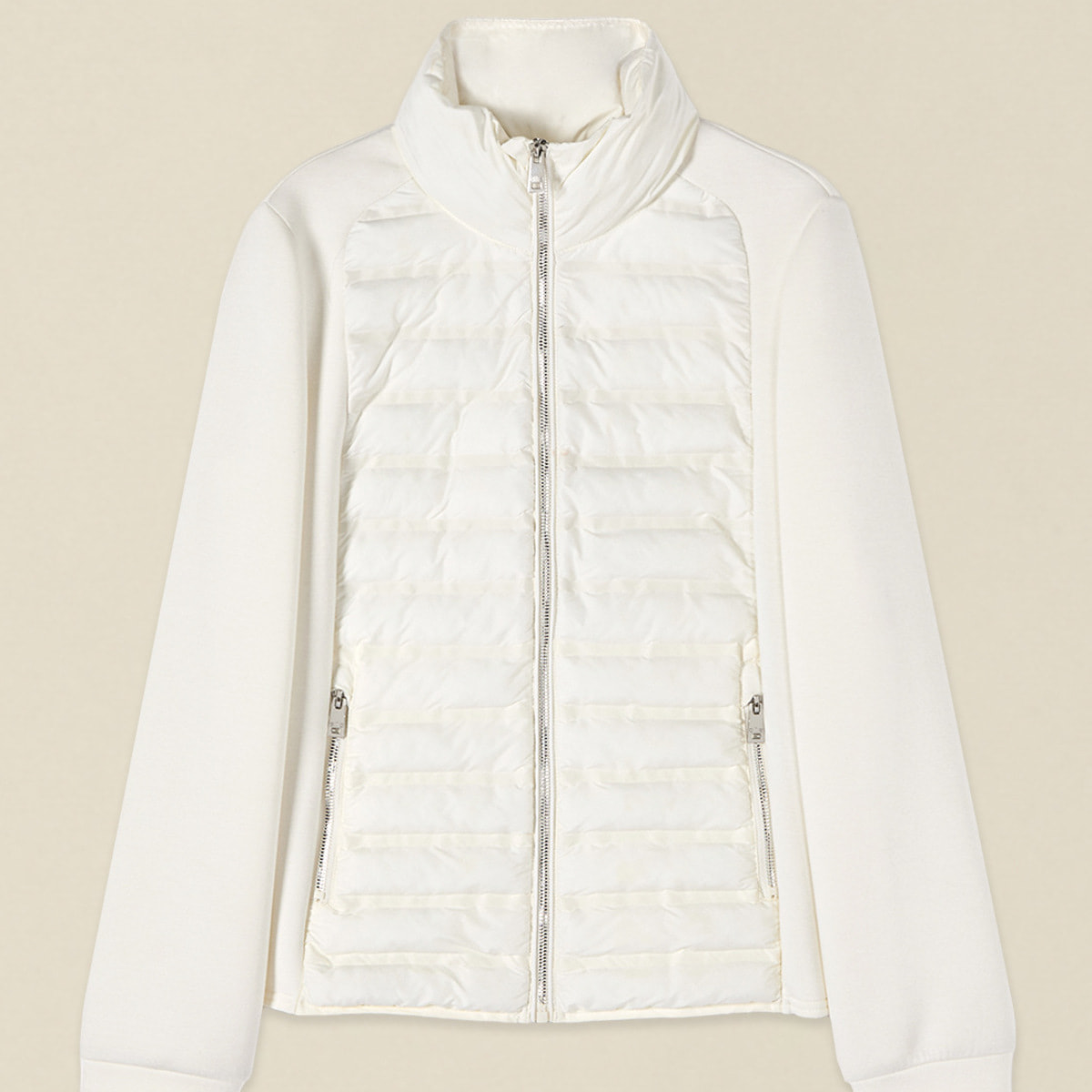 Oltre - Piumino lightweight con maniche in tessuto scuba - Bianco