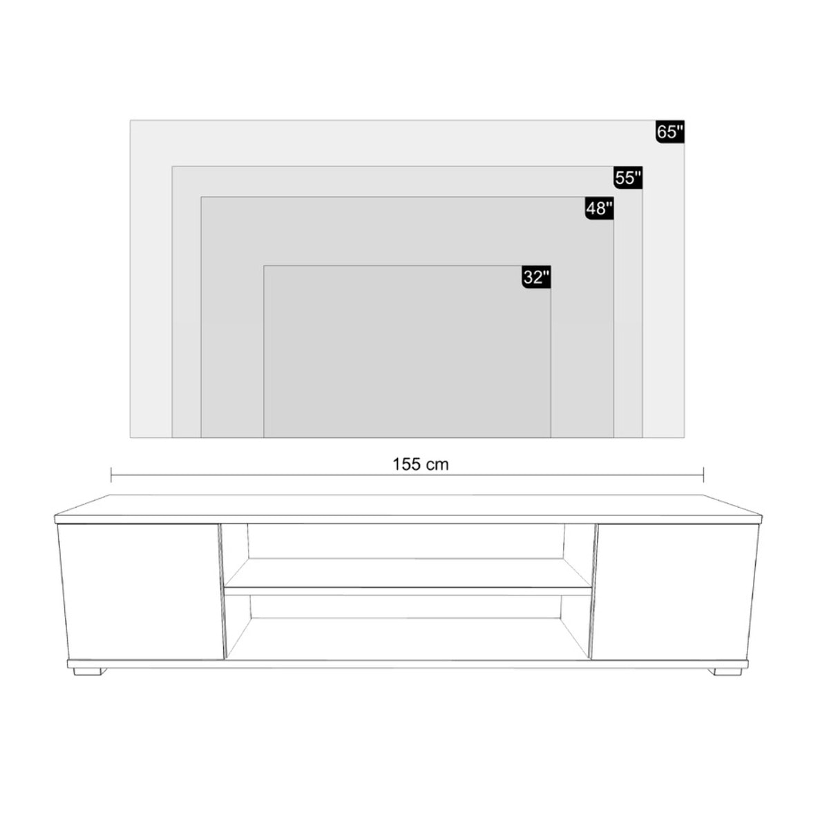 Mobile Porta TV Focus 155 Bianco in Legno Laminato
