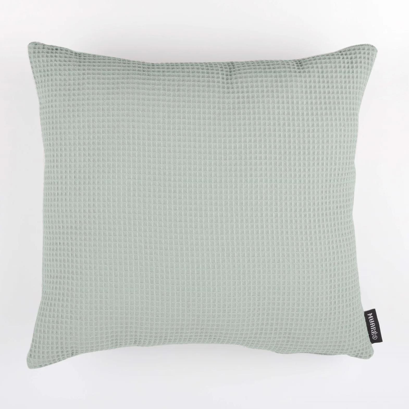 Housse de coussin Waffle Vert eau 50x50 cm