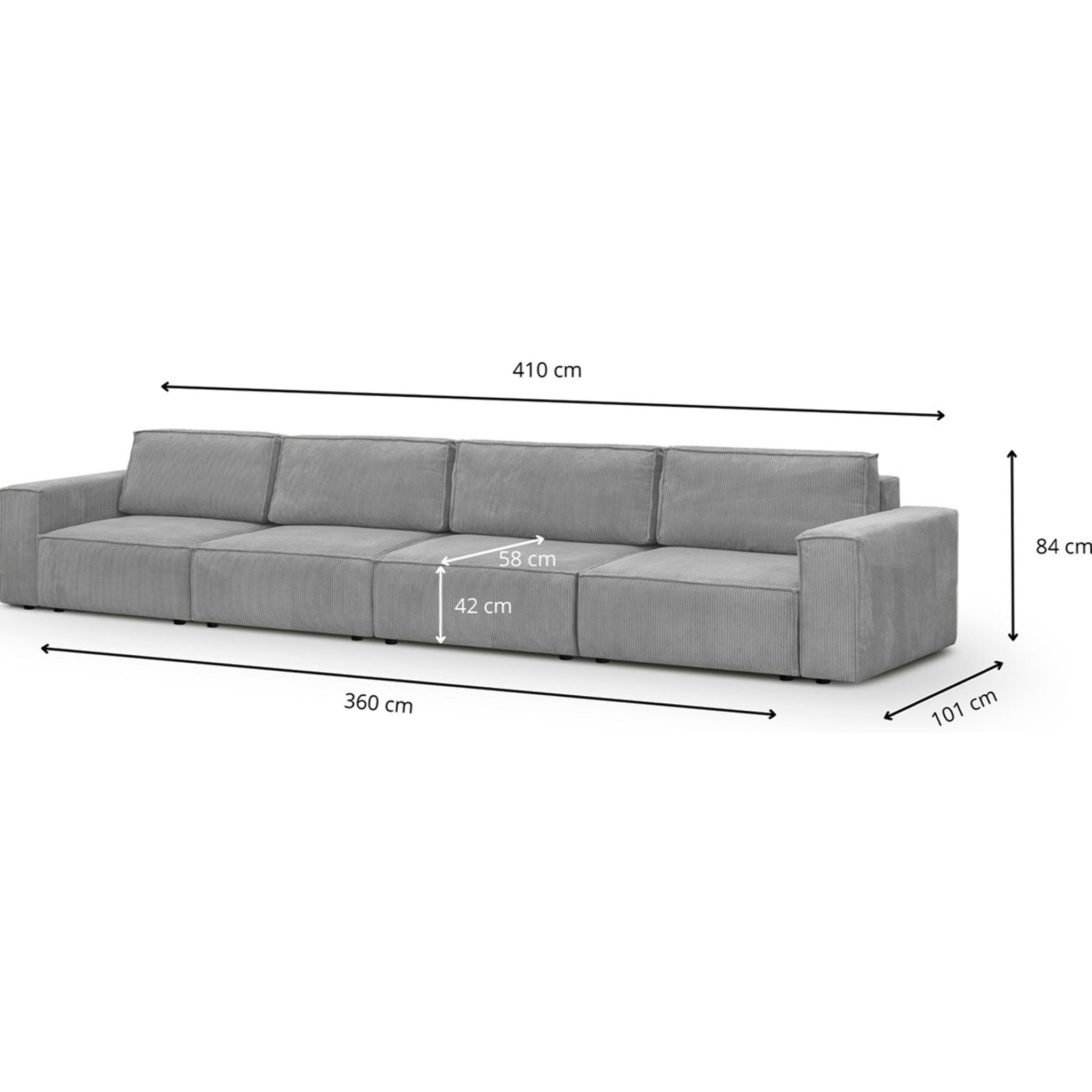 Canapé modulable 6/7 places en velours côtelé - Harper Mod
