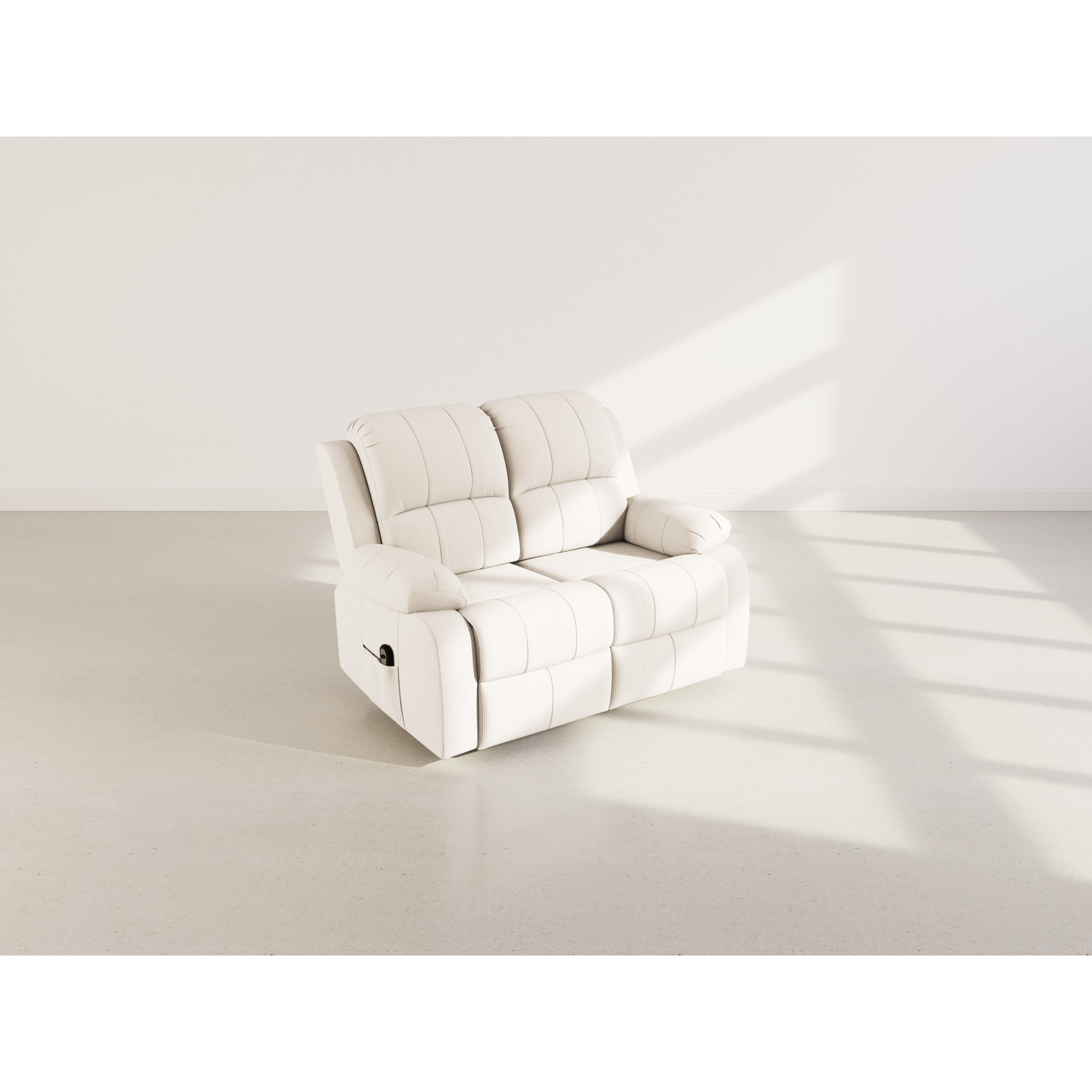 Armand - Canapé 2 places relax électrique en velours côtelé - Beige