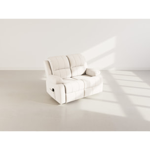 Armand - Canapé 2 places relax électrique en velours côtelé - Beige