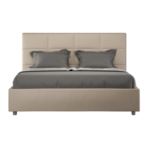 Cama sin somier acolchada 160x200 cuero sintético gris paloma Mika