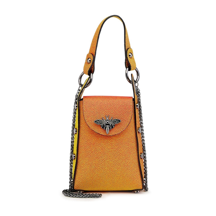 Borse Donna colore Arancio-in pelle Made in Italy 14x20x7cm