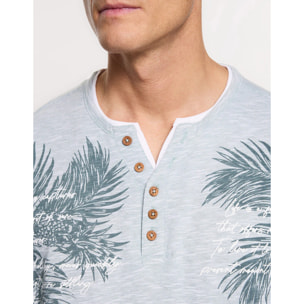 Camiseta Manga Corta Estampado Tropical Verde - Cliffs