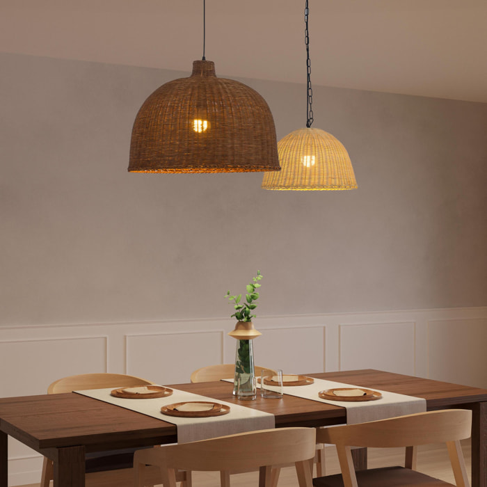 FORLIGHT Cortic lampara colgante de rattan natural para bombilla E27