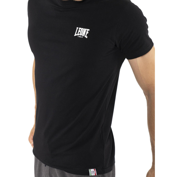 T-shirt da uomo in cotone elasticizzato a manica corta con logo piccolo "Basic"