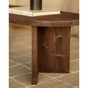 Mesa de centro de madera maciza en tono nogal de 120cm Alto: 40 Largo: 120 Ancho: 50