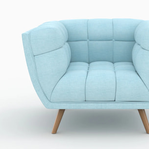Ensemble canapé et fauteuil en tissu bleu clair 4 places - Carmen