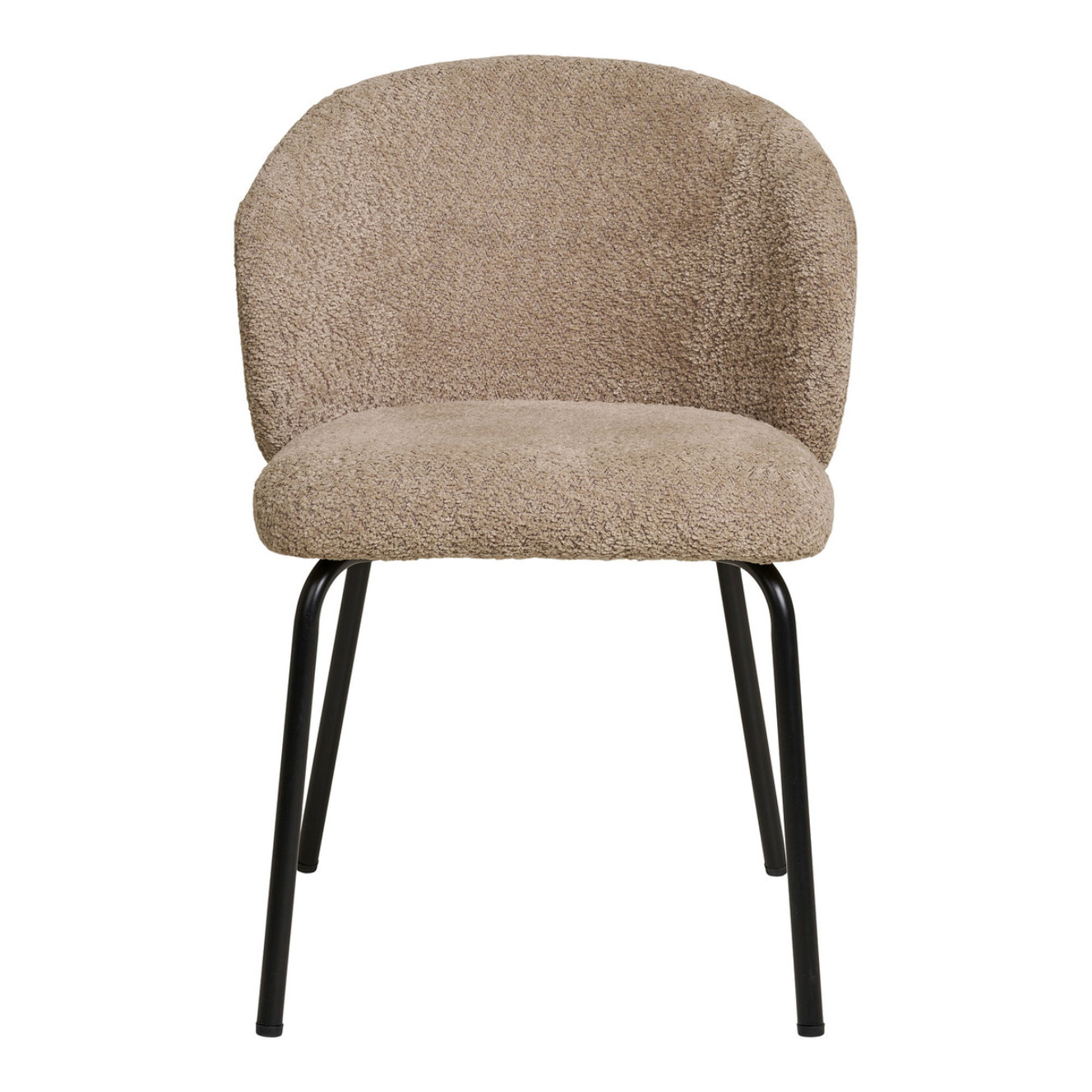 Set 2 sedie da pranzo Safira in Bouclé Beige con Gambe Nere